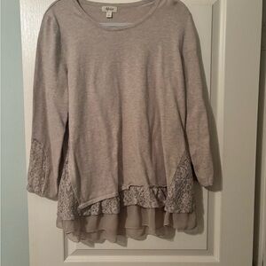 Style & Co. Lace-Trim Layered Hem Women’s Top in Light Taupe